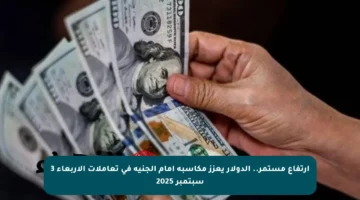 ارتفاع مستمر.. الدولار يعزز مكاسبه أمام الجنيه في تعاملات الأربعاء 3 سبتمبر 2025